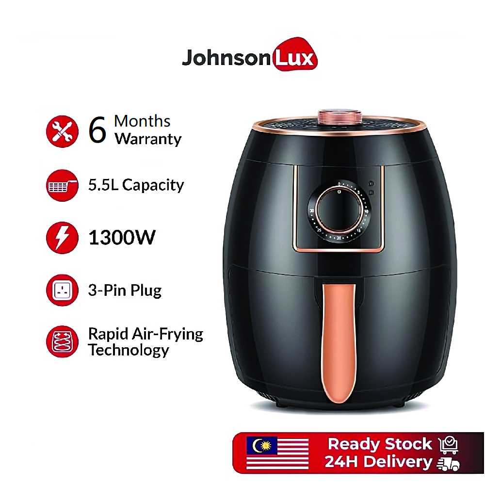 Johnsonlux 5.5L Air Fryer Electric Household Non-Stick Oil Free Kitchen Baking Oven Healthy BBQ Machine XL Size 5L 空气炸锅